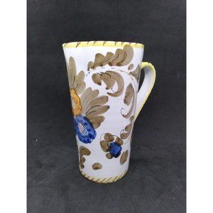 Italy Floral hand painted pitcher 7" tall